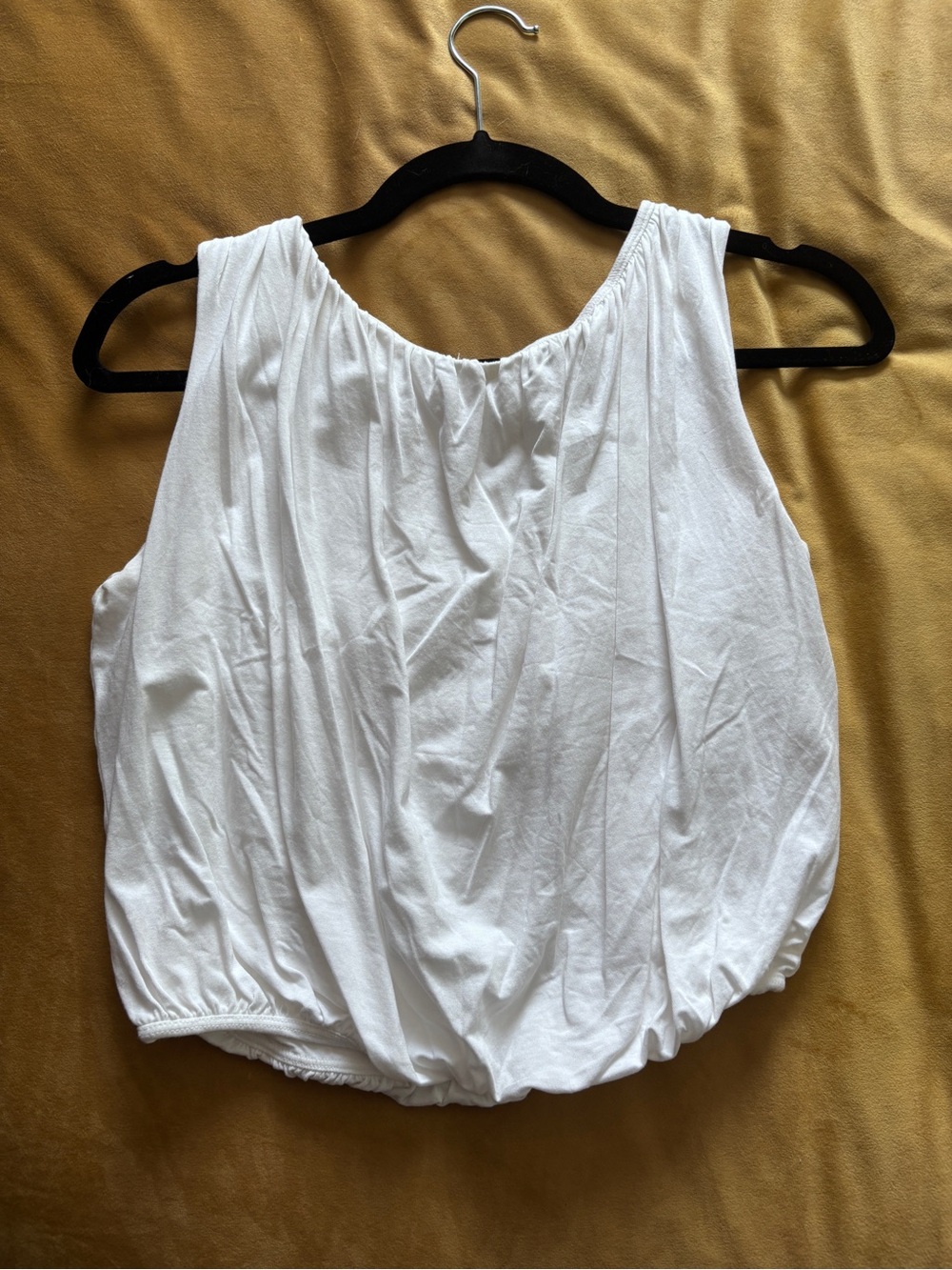 Banana Republic White Gathered Hem Sleeveless Tank